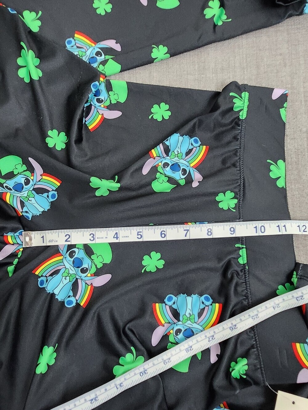 Disney Stitch St. Patrick Day Clover Stretch Leggings. Junior Small - Picture 9 of 11